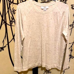 Magaschoni Women’s Fluffy Touch Long Sleeve Pullover/T Shirt W/Faux Diamonds